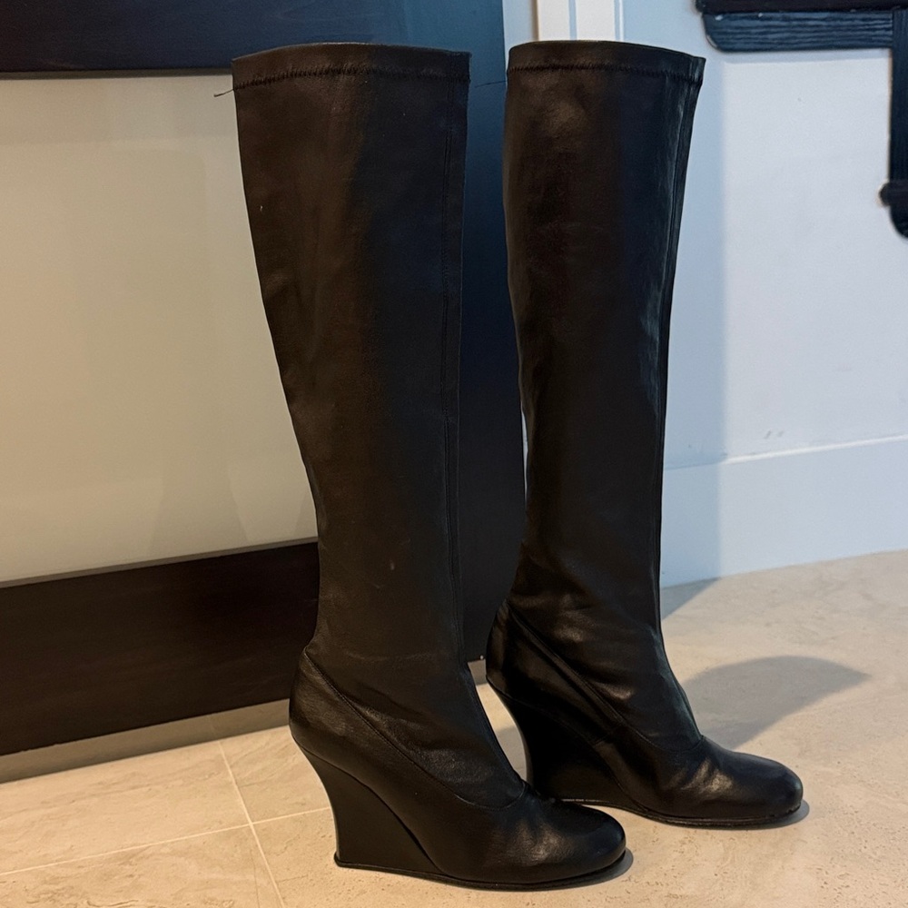Stephane Kelian Black Wedge Boots